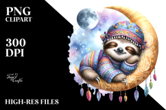 Cute Baby Sloth Dressed Sleeping On the Moon | Sublimation | Product Image 2
