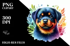 Watercolor Cute Colorful Rottweiler | Sublimation | PNG Product Image 1