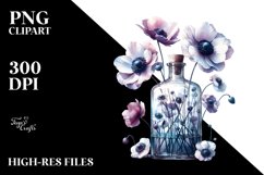 Abstract Bottle with Anemone | Clipart Product Image 1