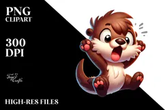 Cartoony Otter Jumping Despair PNG Product Image 2