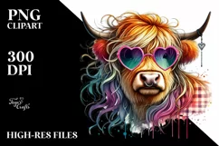 Highland Calf in Sunglasses, Colorful PNG Product Image 2