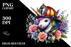 Baby Unicorn Firefighter PNG Product Image 3