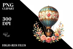 Vintage Hot Air Balloon, White Background | Sublimation Product Image 1