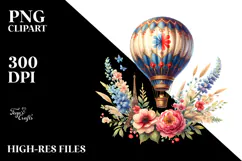 Vintage Hot Air Balloon, White Background | Sublimation Product Image 2