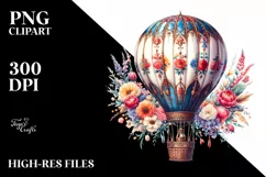 Vintage Hot Air Balloon, White Background | Sublimation Product Image 3