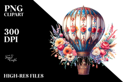 Vintage Hot Air Balloon, White Background | Sublimation Product Image 2