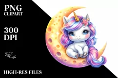 Moon Baby Unicorn Sublimation Clipart Product Image 3