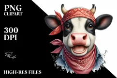 Cow Enthusiastic Huge Smile Bandana Cow Clipart Product Image 1
