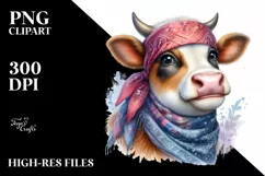 Cow Enthusiastic Huge Smile Bandana Cow Clipart Product Image 1
