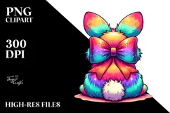Colorful Retro Sitting Bunny PNG Product Image 2