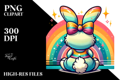 Colorful Retro Sitting Bunny PNG Product Image 2