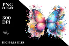 Colorful Butterfly made of Splashes PNG Product Image 2
