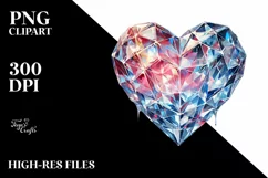 3D Diamond Heart Made of Ice PNG Product Image 2