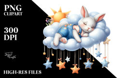 Baby Rabbit on Cloud Sleeping | Clipart Product Image 2