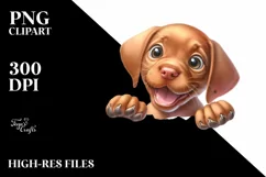 Enthusiastic Baby Vizsla Clipart PNG Product Image 1