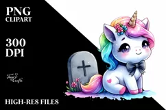 Grave Baby Unicorn Sublimation Clipart Product Image 3