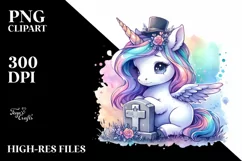 Grave Baby Unicorn Sublimation Clipart Product Image 1