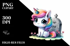 Grave Baby Unicorn Sublimation Clipart Product Image 1