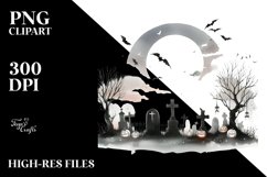Watercolor Style Very Simple Haloween Scene | Sublimation | Product Image 1