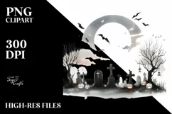 Watercolor Style Very Simple Haloween Scene | Sublimation | Product Image 1