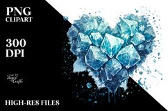 Blue Ice Heart PNG Product Image 2