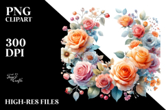 Colorful Orange Roses Frame PNG Product Image 2