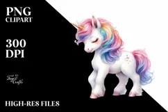 Colorful Pastel Baby Unicorn, PNG Product Image 1