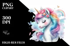 Colorful Pastel Baby Unicorn, PNG Product Image 1