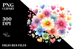 Simple Flower with Heart Petals, Pastel Watercolor Product Image 2