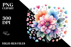Colorful Heart-Shaped Flower PNG Product Image 2