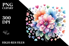 Colorful Heart-Shaped Flower PNG Product Image 2