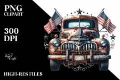 Vintage Rusty Pickup Truck with Stars Product Image 3
