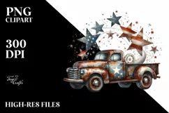 Vintage Rusty Pickup Truck with Stars Product Image 3