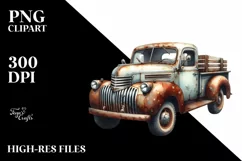 Vintage Rusty Pickup Truck with Stars Product Image 3