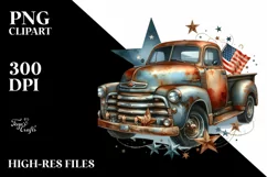 Vintage Rusty Pickup Truck with Stars Product Image 3