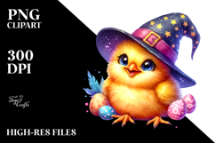 Vibrant Watercolor Baby Chicken with Wizard Hat, High-Res Product Image 2