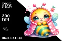 Colorful Baby Bee with Blanket, PNG Product Image 2