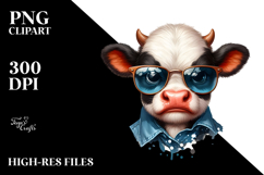 Angry Baby Cow with Sunglasses PNG Product Image 2