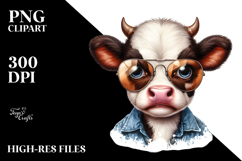 Angry Baby Cow with Sunglasses PNG Product Image 2