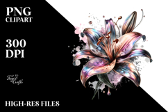 Abstract Shiny Lily, White Background | Sublimation Clipart Product Image 2