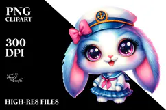Goofy Cute Baby Bunny in Sailor Outfit JPEG Product Image 2