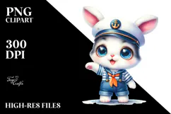 Goofy Cute Baby Bunny in Sailor Outfit JPEG Product Image 2