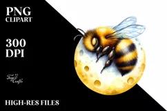 Baby Bee Sleeping On the Moon | Sublimation | Clipart Product Image 4