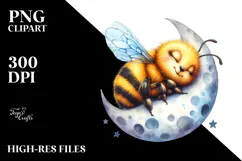 Baby Bee Sleeping On the Moon | Sublimation | Clipart Product Image 2