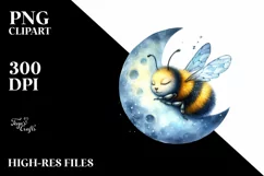 Baby Bee Sleeping On the Moon | Sublimation | Clipart Product Image 4