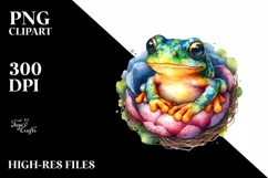cColorful Watercolor Baby Frog Clipart Product Image 3