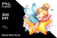 Colorful Fairy Napping on Star Product Image 1