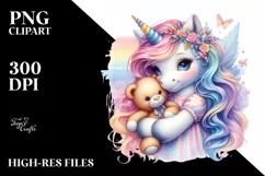 Colorful Baby Unicorn Teddy PNG Product Image 3