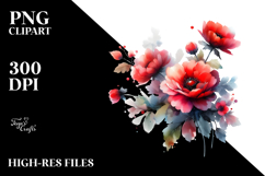 Watercolor Vibrant Red Flowers Summer Sticker Product Image 2