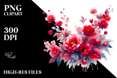 Watercolor Vibrant Red Flowers | Clipart Product Image 2